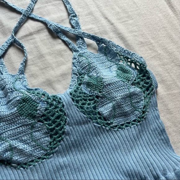 House of Sunny Palma Blue Crochet Knit Ruffle Tank *RARE FIND!!!* - Picture 4 of 8